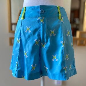 ⛳️ Birdies and Bows Blue and green Patterned Golf Tees Golf Shorts sz 6
